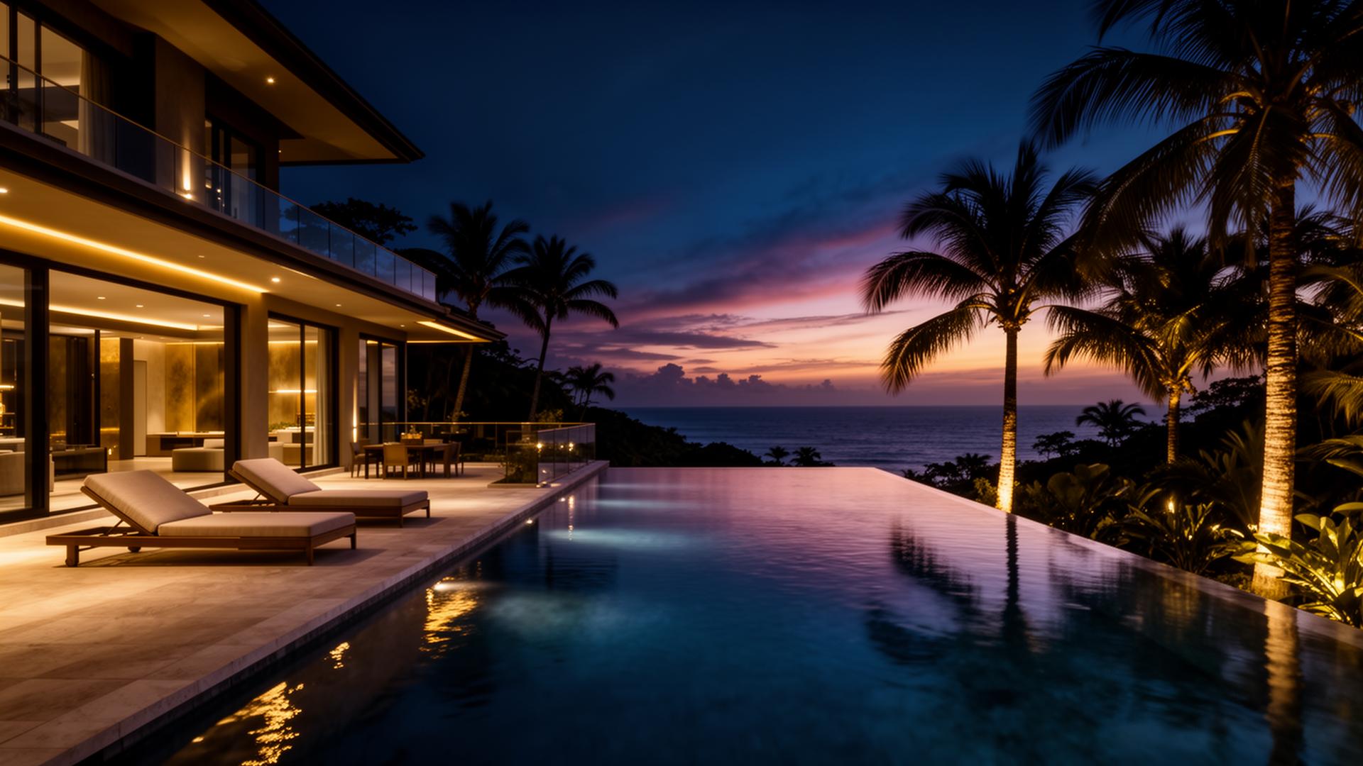 Villa de lujo en Costa Rica al atardecer